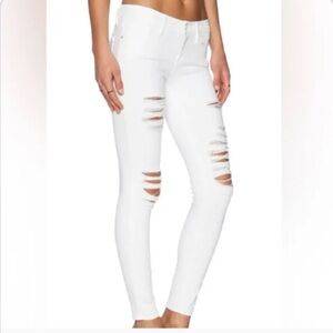 Frame Denim White DISTRESSED Le Skinny de Jeanne. 27
